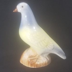Vintage Watercolor Ceramic Dove Statuette 7" Tall